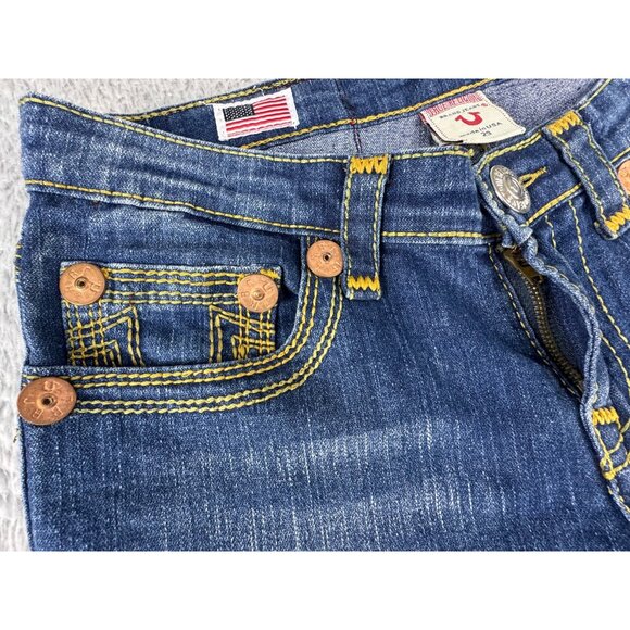 True Religion Billy Super T Womens 29 Jeans USA Blue Denim Orange Stitch NWOT - Picture 3 of 16